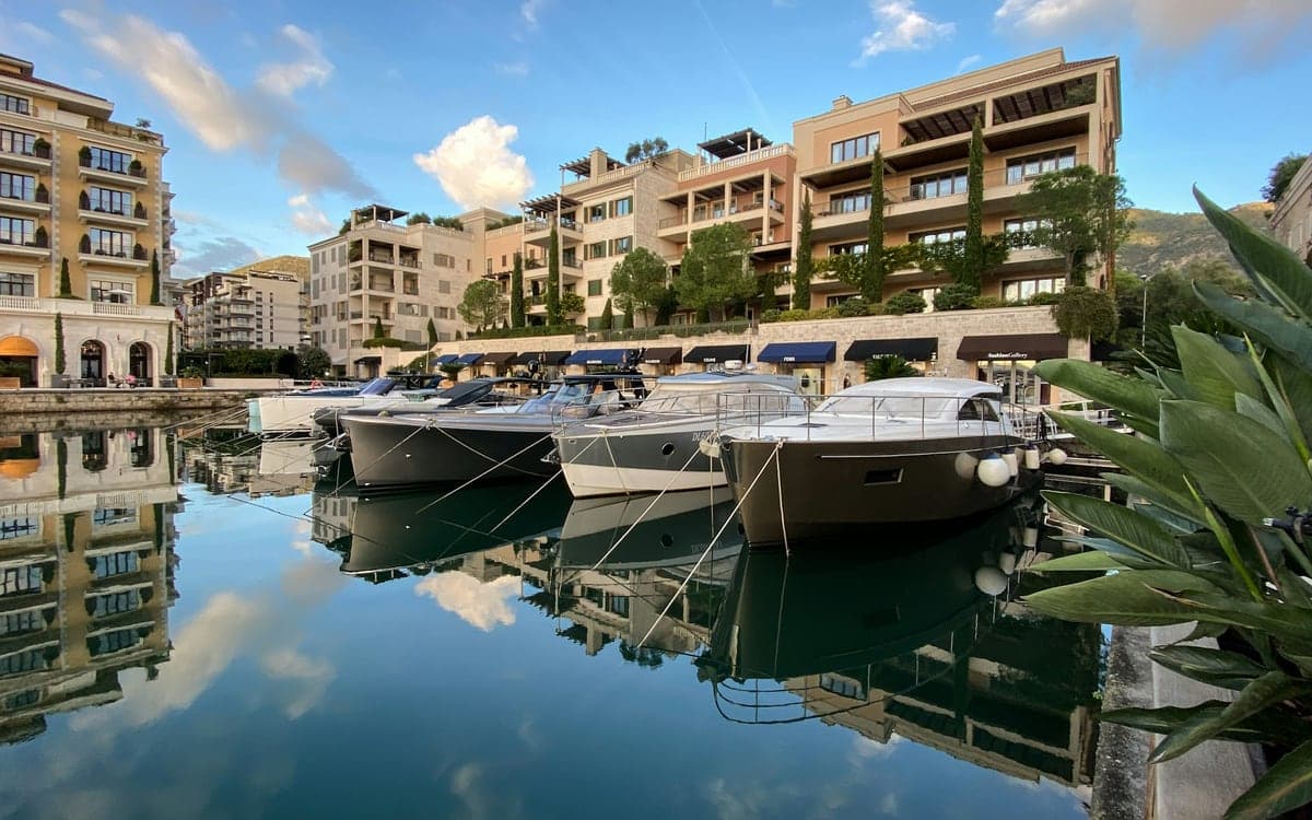 The marina at Porto Montenegro, minutes from Tivat airport