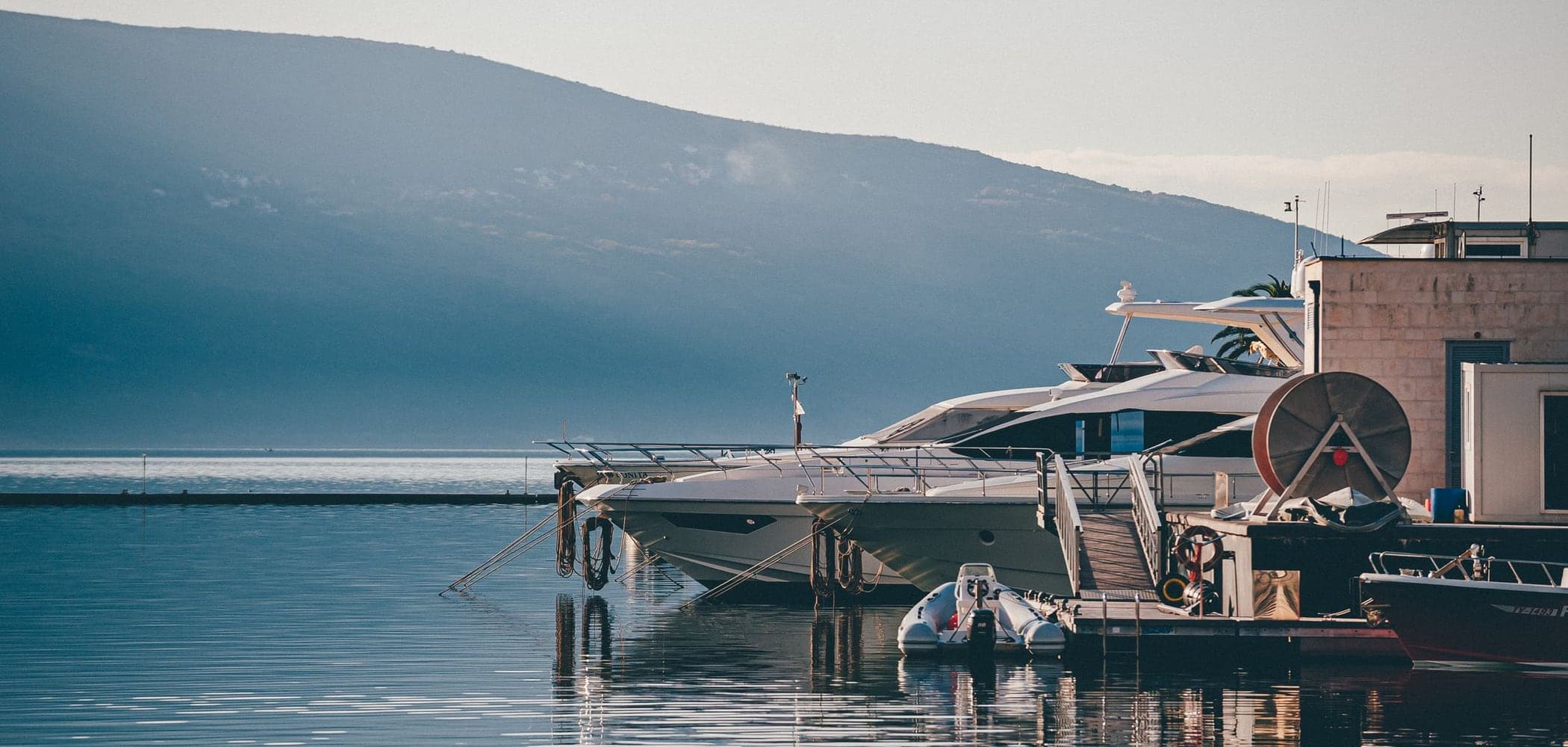 A superyacht berthed at Porto Montenegro, Tivat