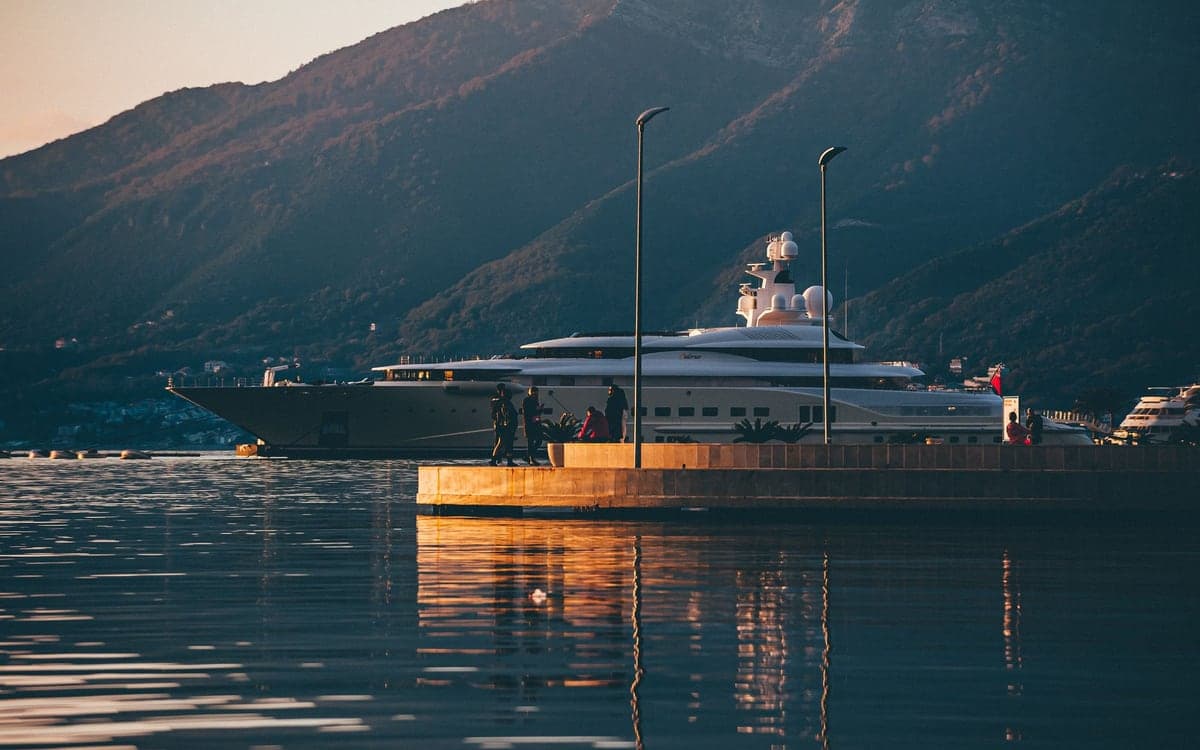 A superyacht moored at Porto Montenegro marina in Tivat